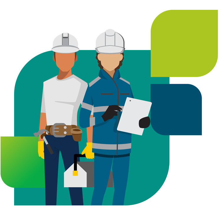 Illustration of two young workers