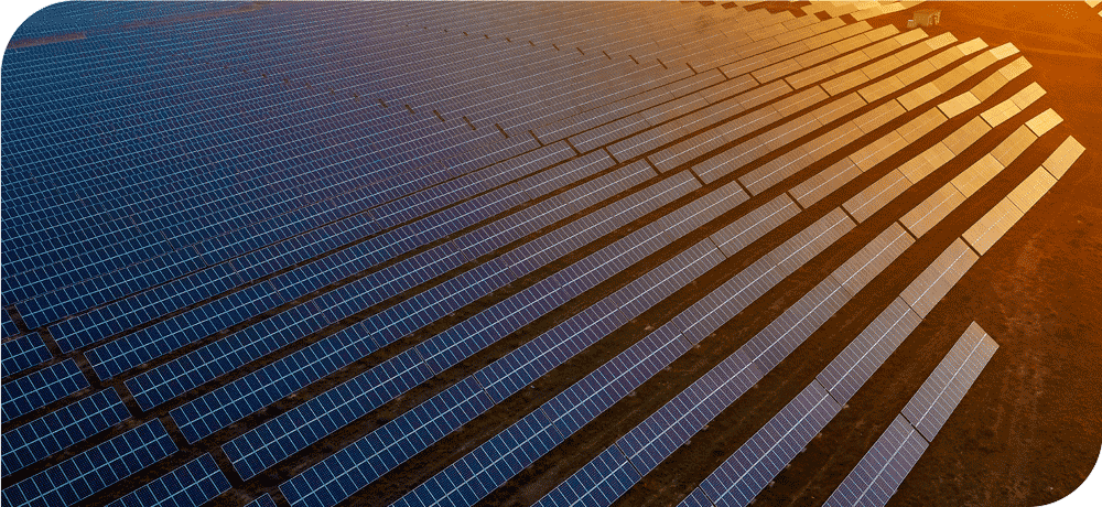 Image of a solar field at sunset