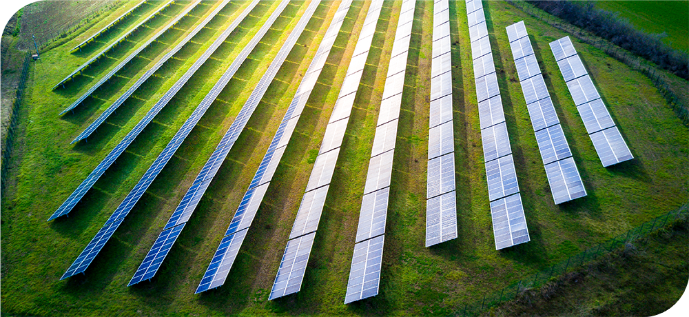 Aerial shot of a solar field
