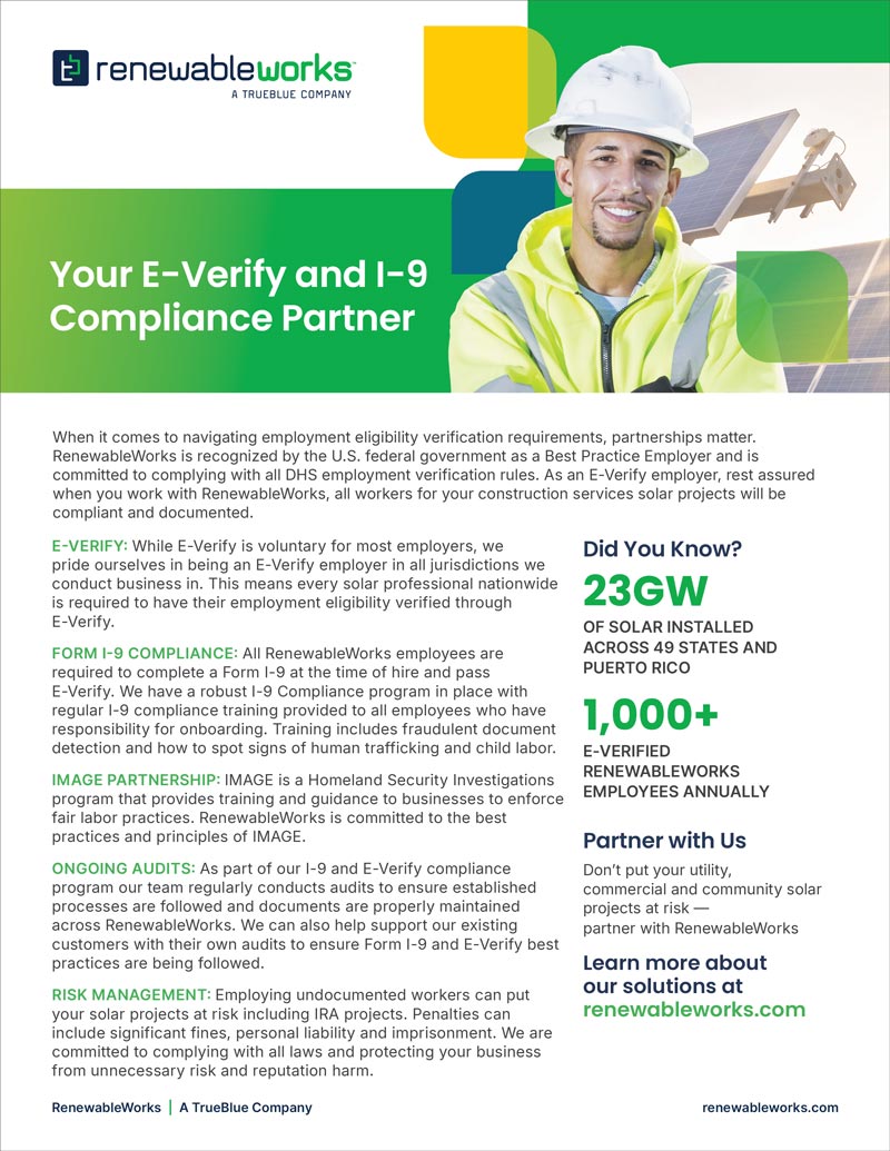 RenewableWorks E-Verify and Compliance Information Sheet